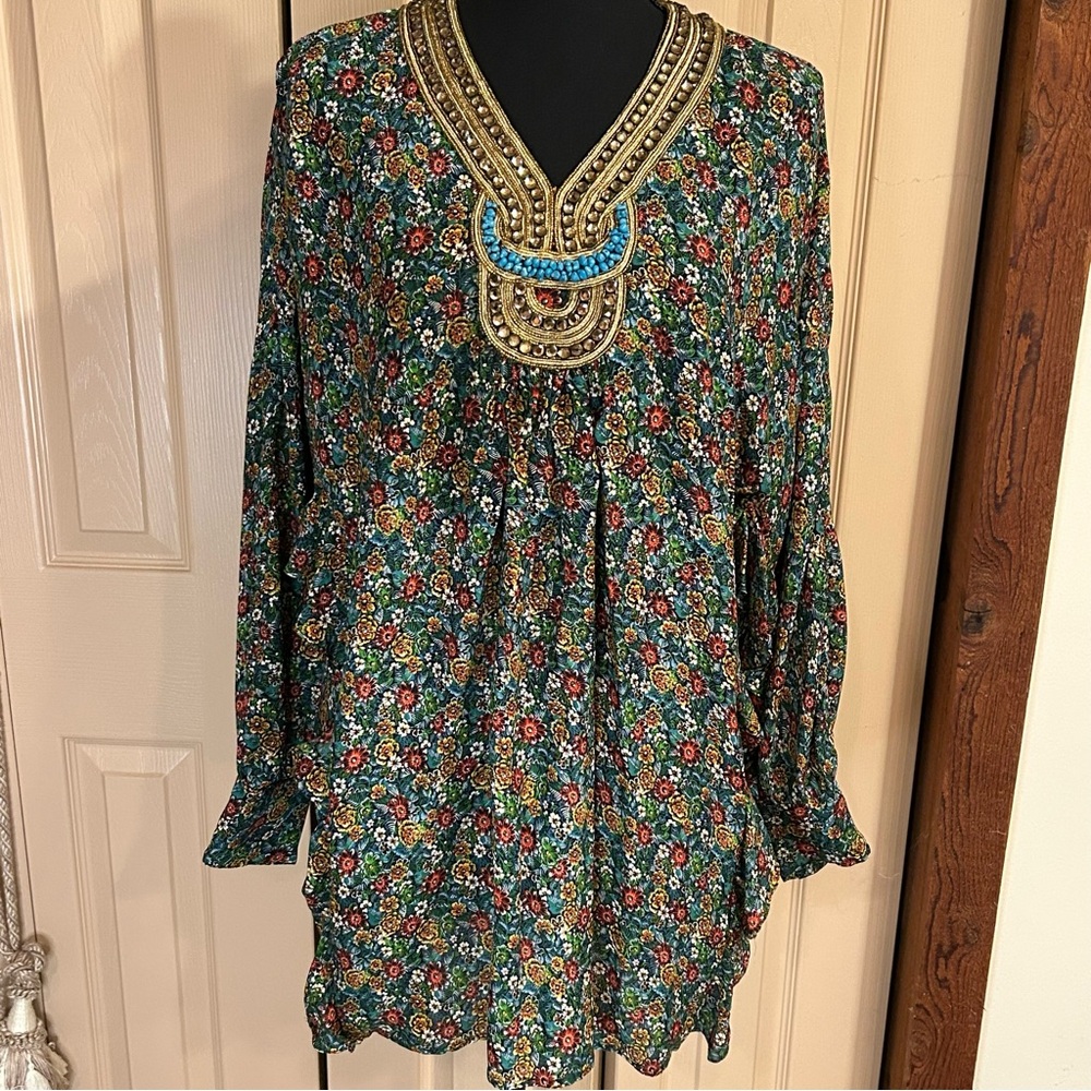 3.1 Phillip Lim Silk Floral Embellished Beaded Kaftan Dress Women’s Size 2